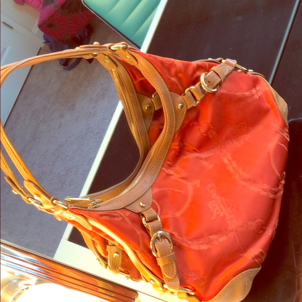 NWOT Ralph Lauren tan and orange shoulder bag